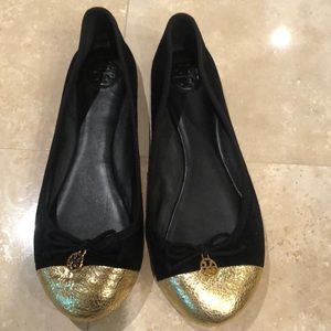 Tory Burch suede ballet flats with gold toe size 9